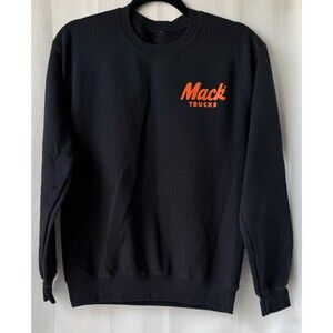 Mack Trucks Bulldog Sweatshirt Black Orange Graphic Crewneck Workwear Sz S